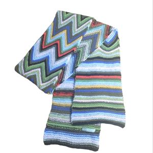 J. Crew Handknit Wool Chevron and Stripe Unisex Scarf
